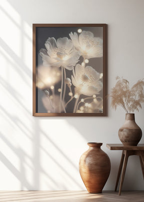 White Glowing Flowers Poster