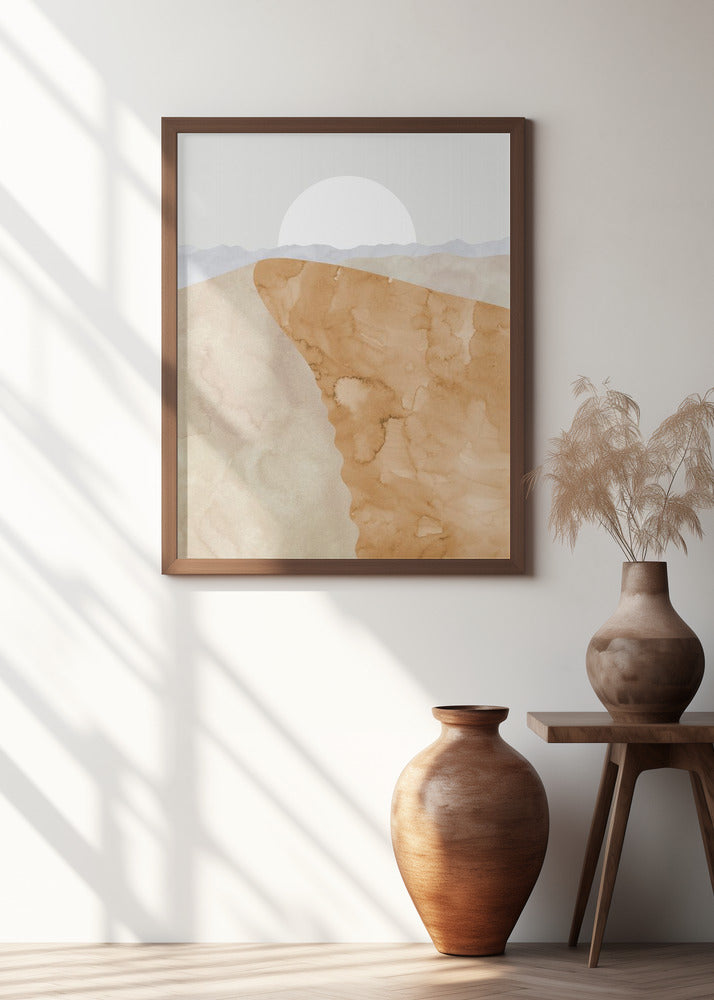 Sand dune and moon Poster