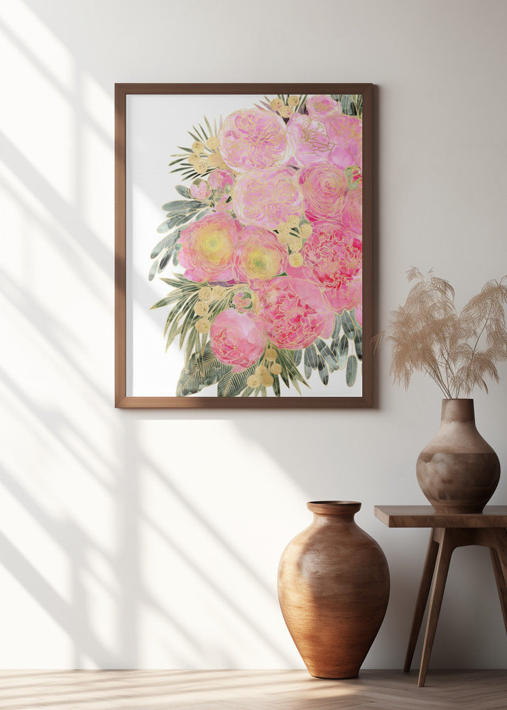 Rekha floral art in light pink watercolor Poster