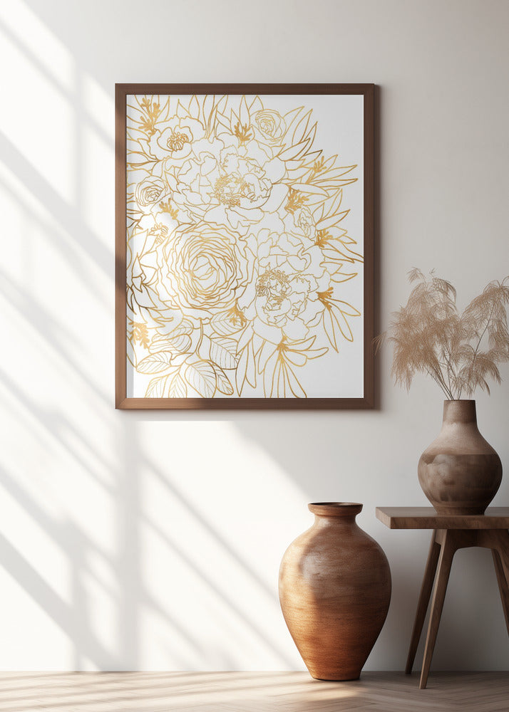 Nanette floral art in gold Poster