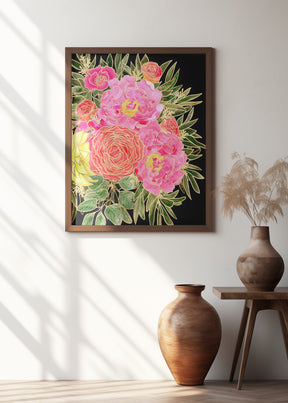 Nanette floral art in bright colors Poster