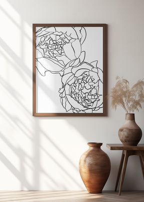 Sally's peonies in black and white Poster