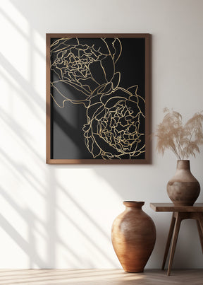 Sally's peonies in gold and black Poster