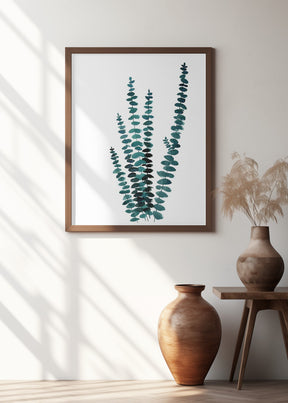 Teal watercolor eucalyptus I Poster