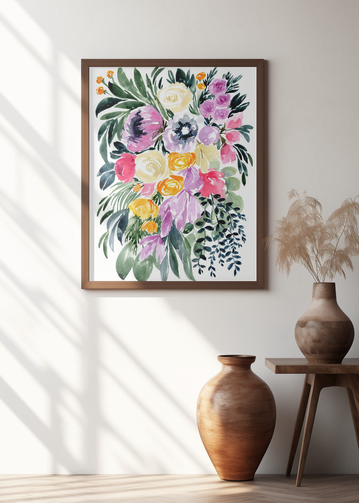 Urja loose floral watercolor bouquet Poster