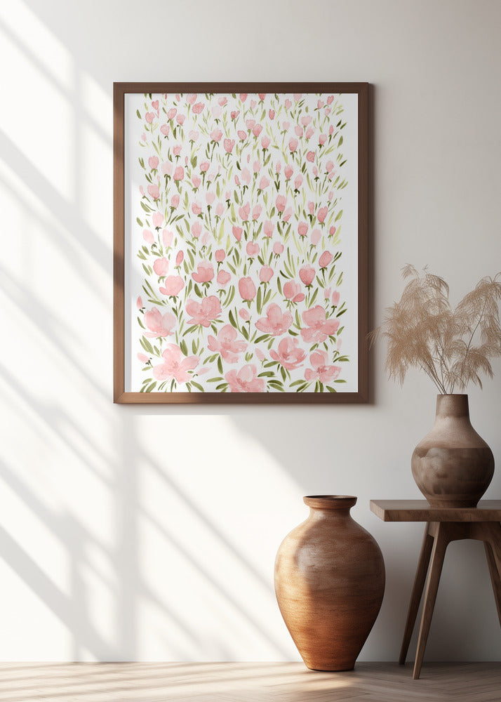 Field of pink flowers Poster