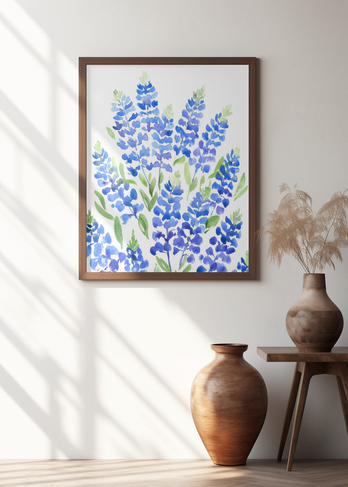 Watercolor Texas bluebonnets Poster