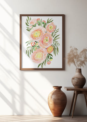 Savanna bouquet of coral ranunculus Poster