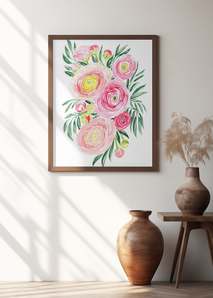 Savanna pink ranunculus bouquet Poster