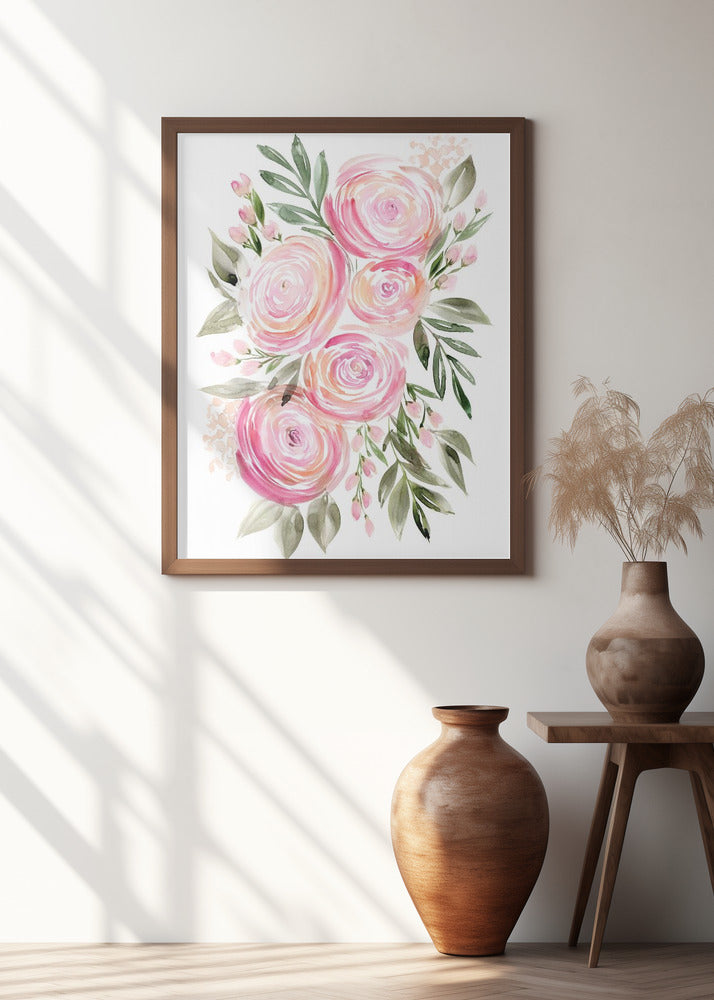 Begonia pink ranunculus bouquet Poster