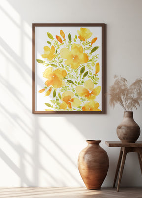 Watercolor California poppies quad 1 Poster