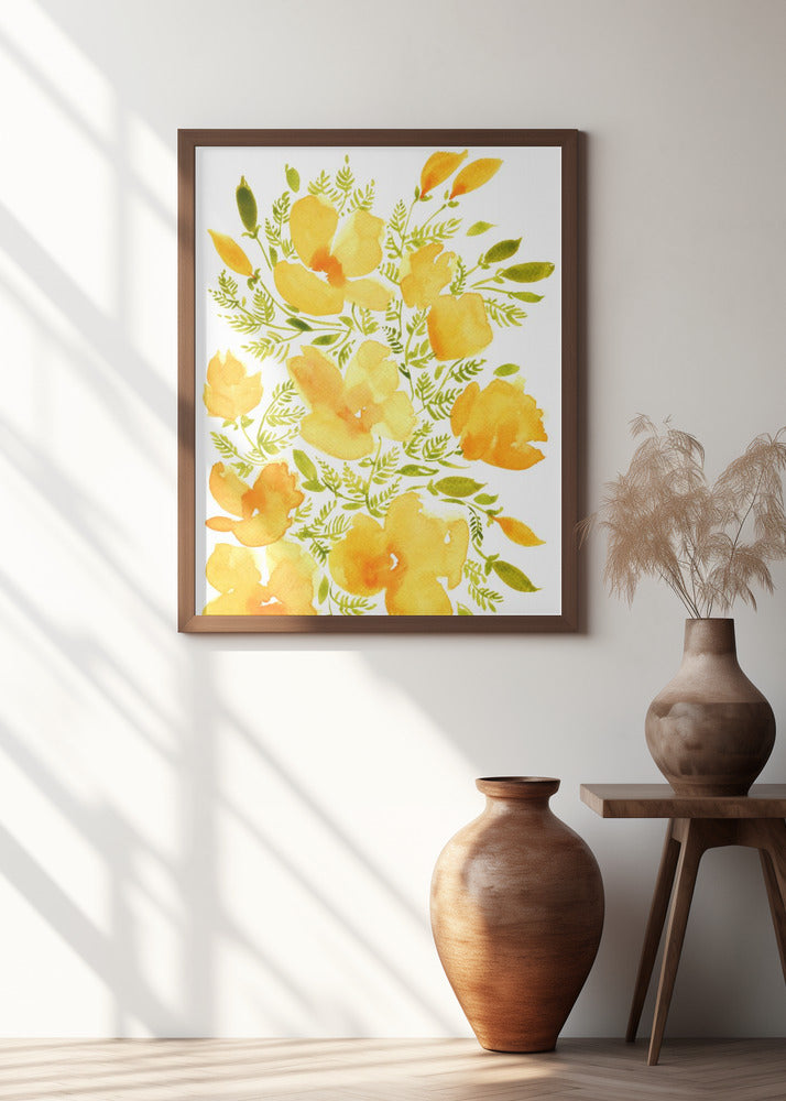 Watercolor California poppies quad 2 Poster