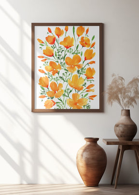 Watercolor California poppies Poster