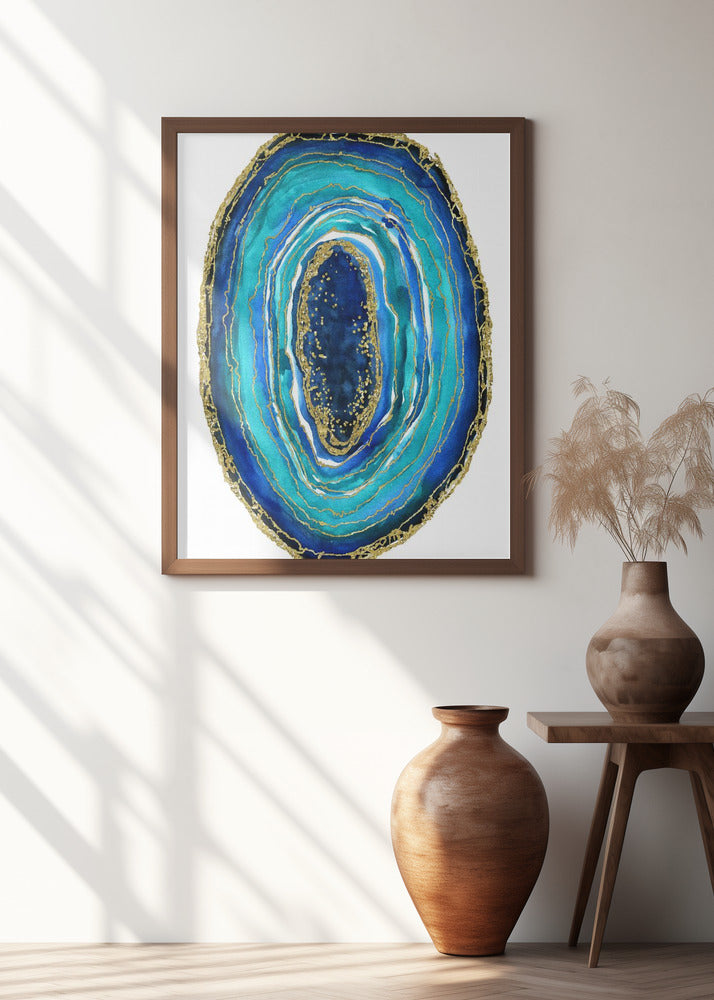 Turquoise and blue geode Poster