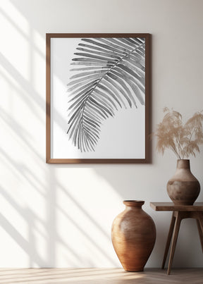 Palm leaf in loose watercolor Black and White Poster