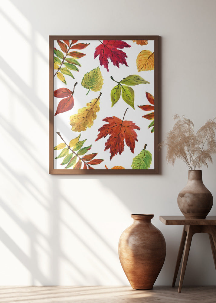 Painterly fall leaves Poster