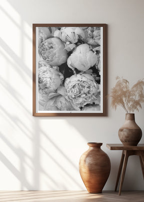 Smile and dream peonies BW Poster