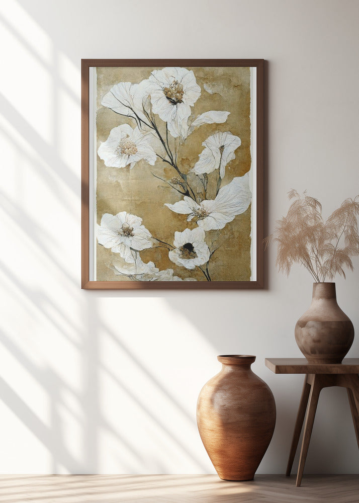 White Dry Flowers Poster