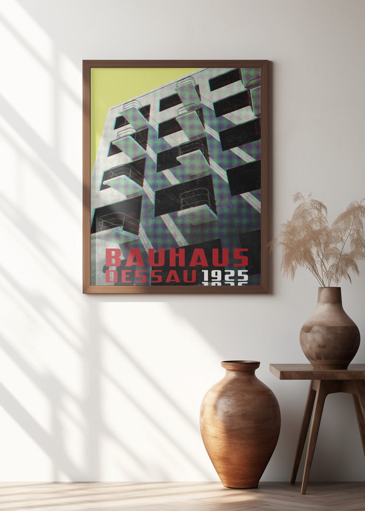 Bauhaus Dessau architecture in vintage magazine style VIII Poster