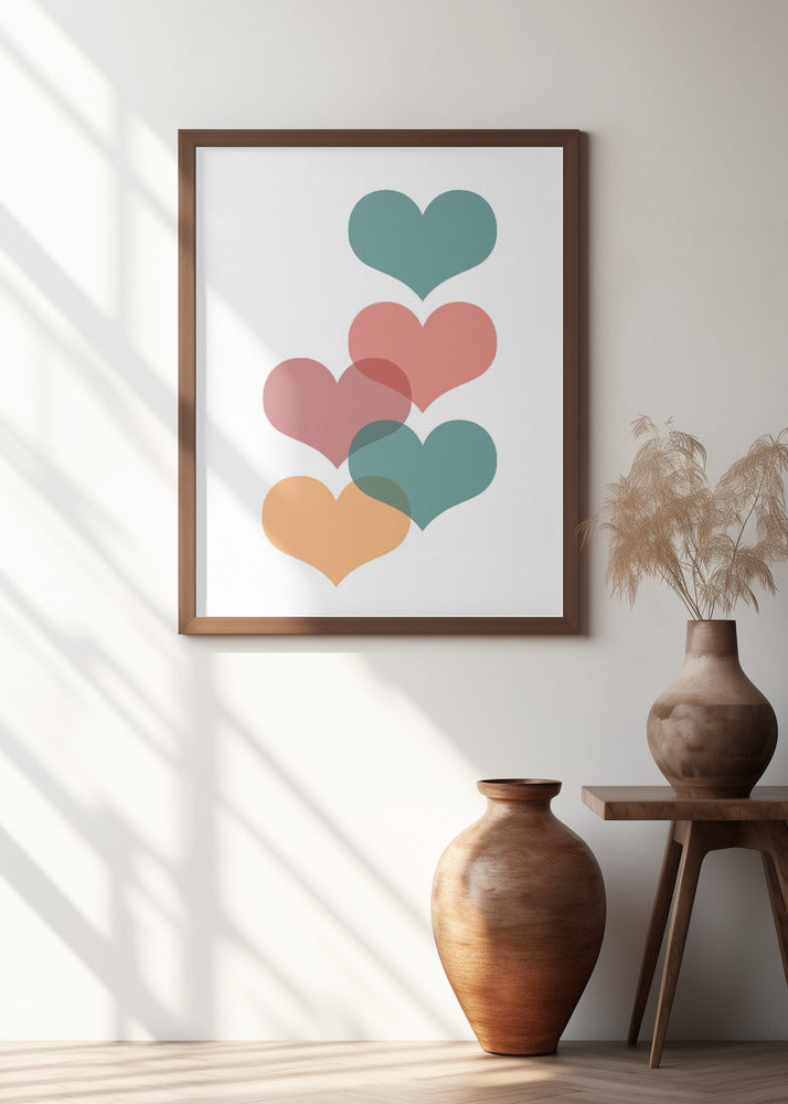 Mid century hearts Poster