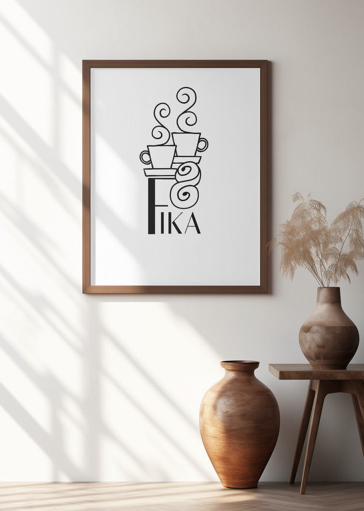 Fika line art illustration Poster