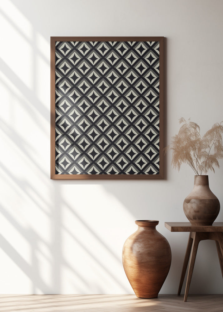 Black And White Tile Pattern Poster