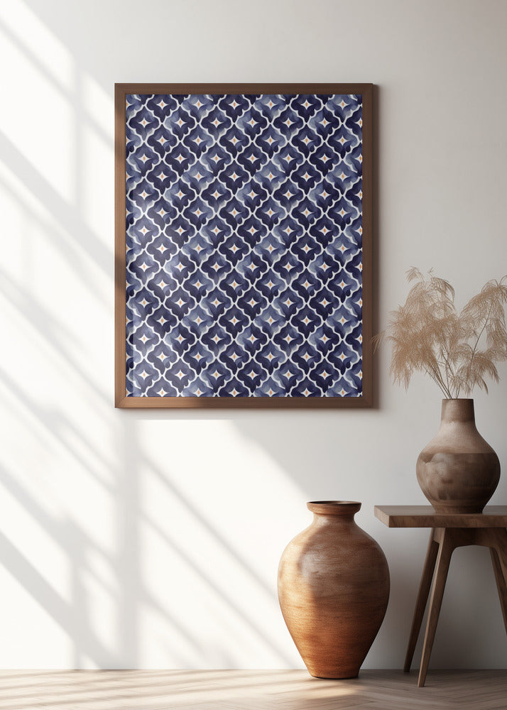 Blue Aquarell Tile Pattern Poster