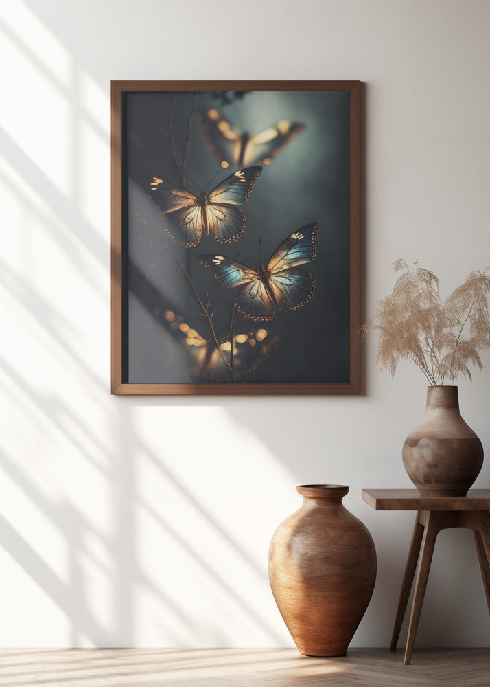 Glowing Butterflies Poster