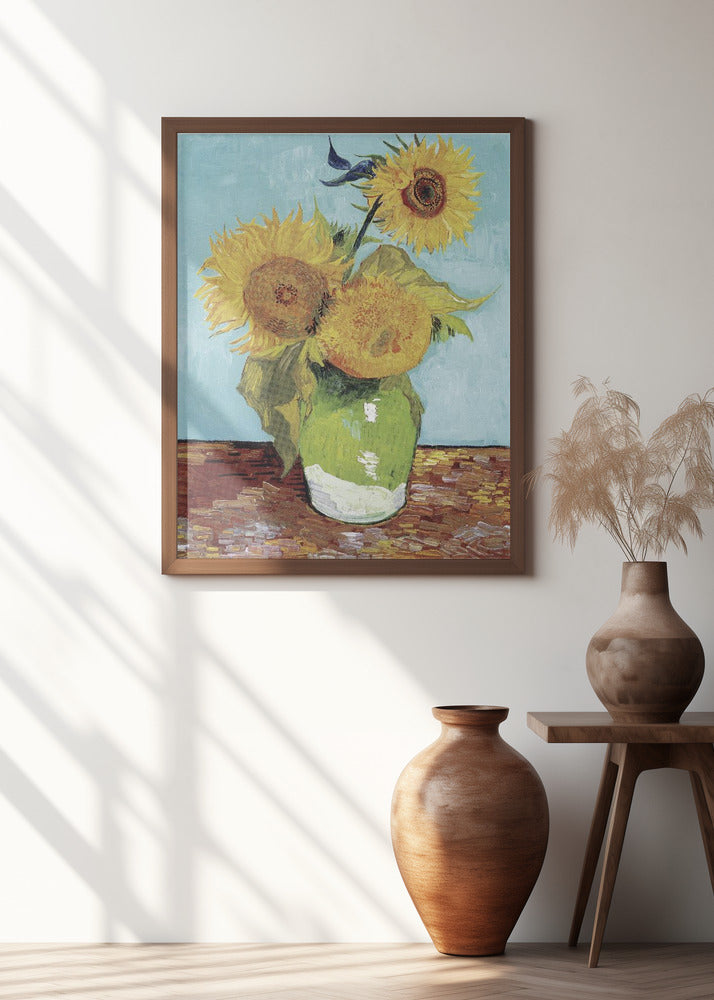 Vase With Three Sunflowers Poster