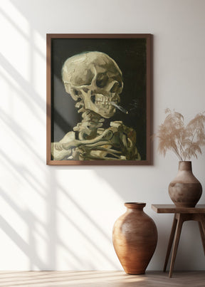 Head of a skeleton with a burning cigarette Poster