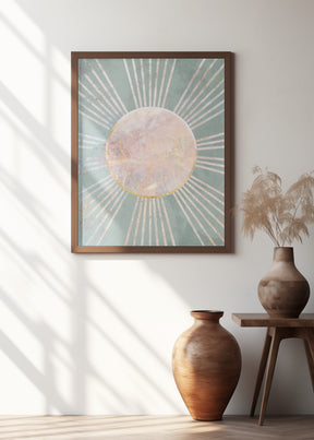 Sage Green Boho Sun Rays Poster