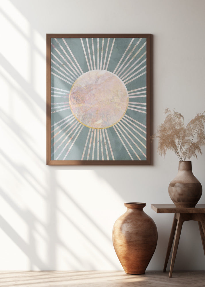 Deep Green Sun Rays Poster