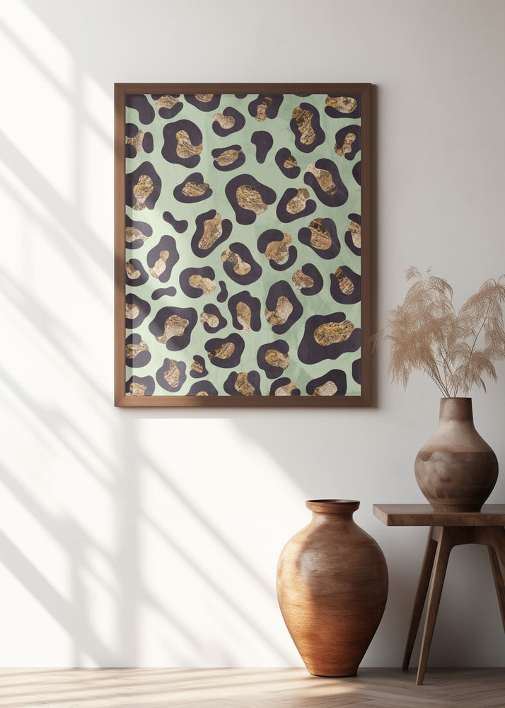 Gold leopard print green Poster