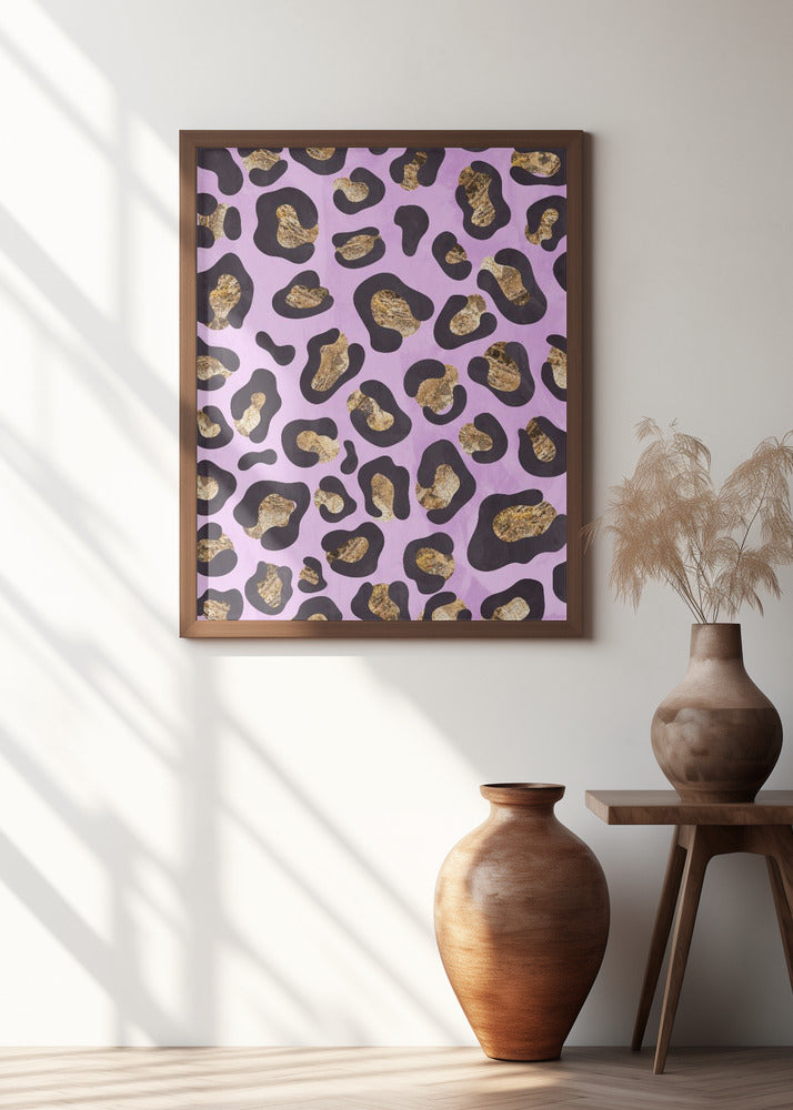 Gold leopard print pink Poster