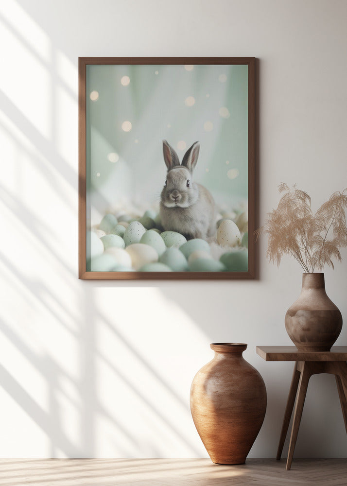 Bunny and Pastel Eggs Poster