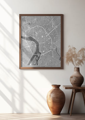 Gray vintage map of Toulouse downtown France Poster