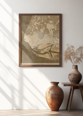 Sepia vintage map of Le Havre France Poster