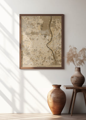 Sepia vintage map of Bordeaux France Poster