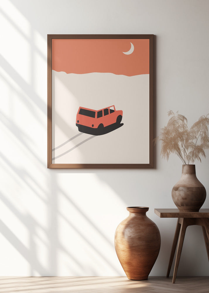 Car In Desert Poster