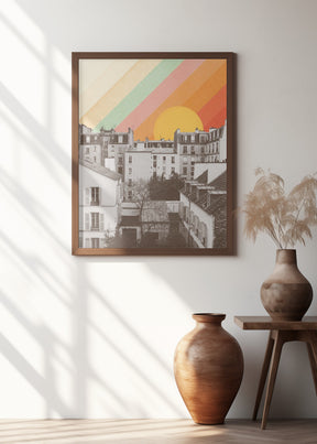 Rainbow Sky Above Paris Poster