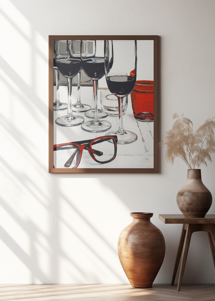 Still Life With Red Glasses Poster