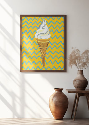 Ice Cream Yellow Zigzag Poster