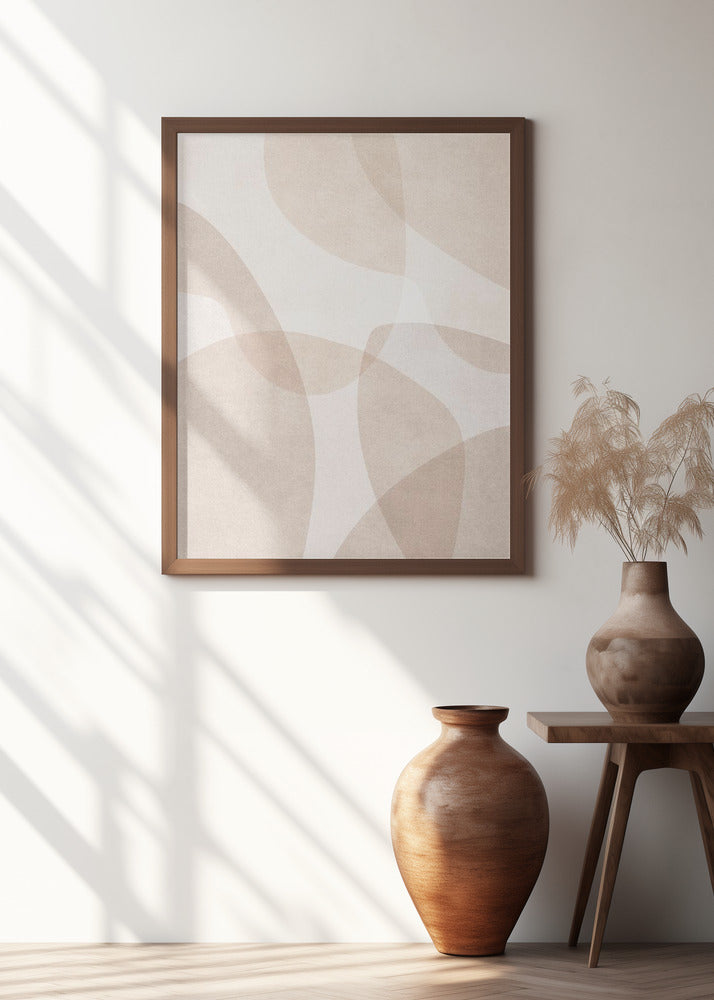 Abstract Beige Geometric Art Poster