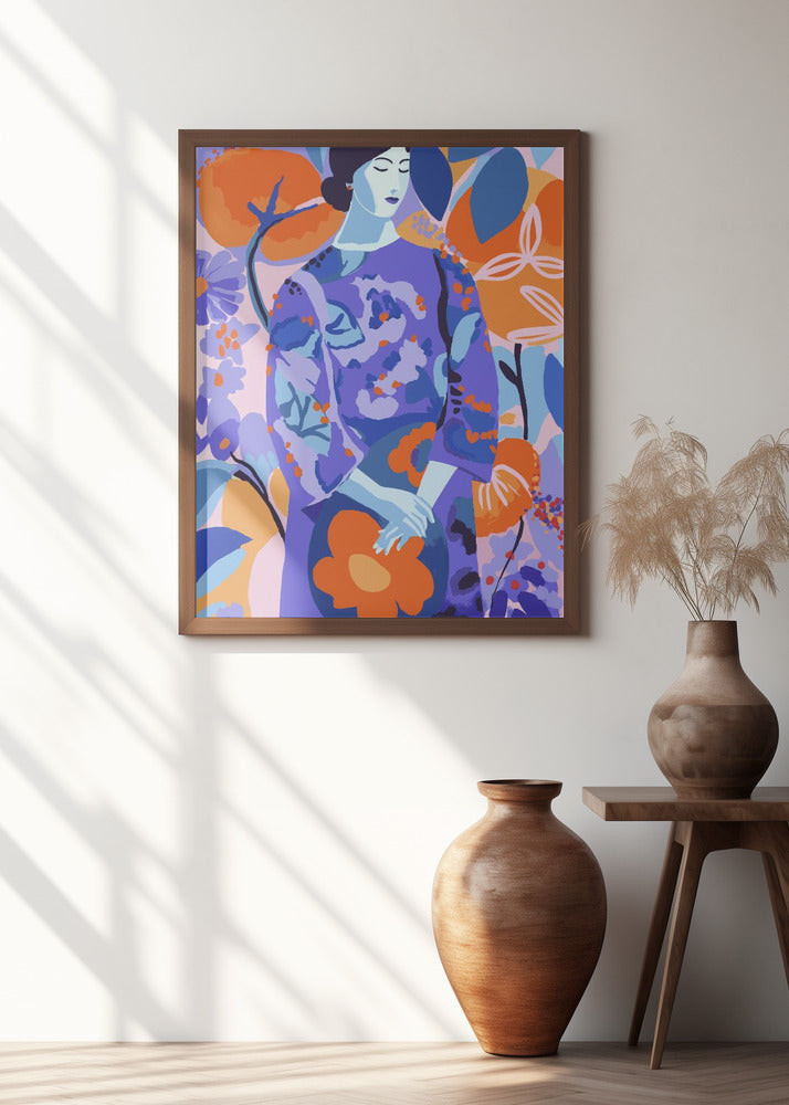 Woman In Flower Garden Poster