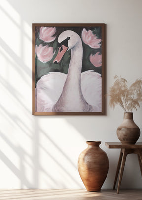 Swan In The Pond Poster