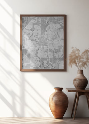 Map of Wichita (Kansas, USA) in gray vintage style Poster