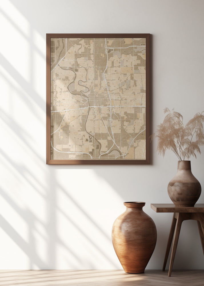 Map of Wichita (Kansas, USA) in sepia vintage style Poster