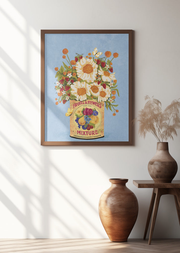 Flowers In a Vintage Tea Can Poster