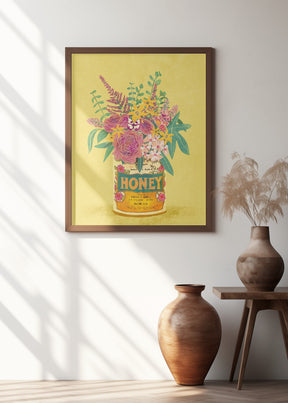 Flowers In a vintage Honey Can Poster