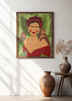 Frida and Monkeys Poster